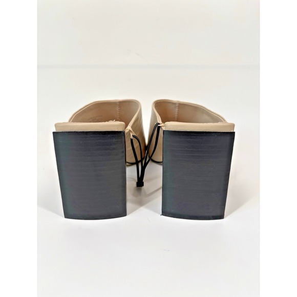 Zara Leather Sandals Womens 40 Beige Tan Heels Mules Squared Toe Slip On 90s Y2K - Picture 5 of 7